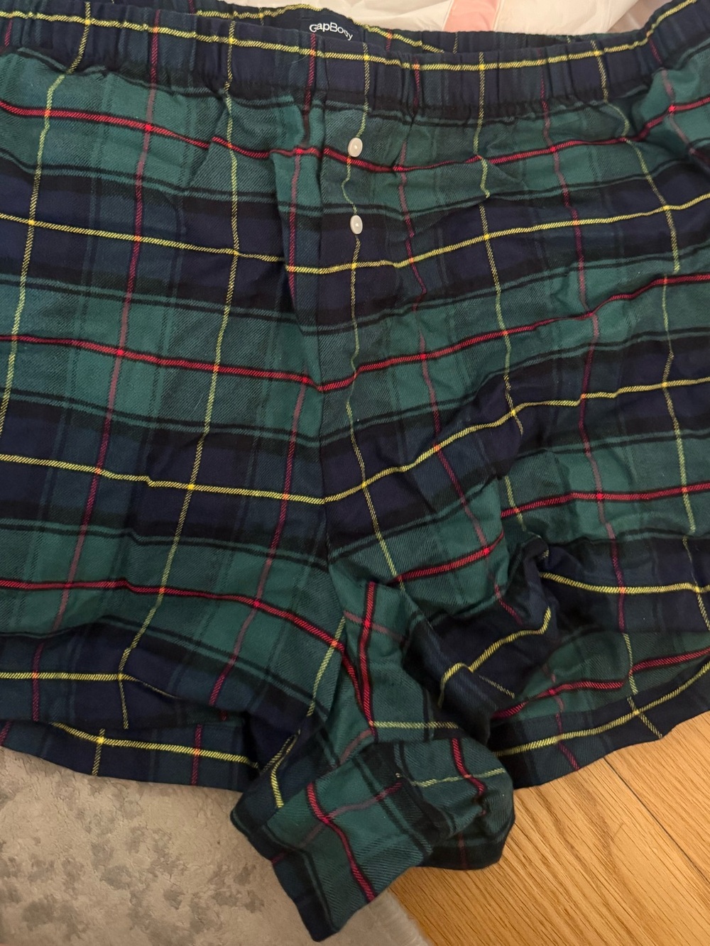 Gap body Green Navy Plaid Pajama Shorts